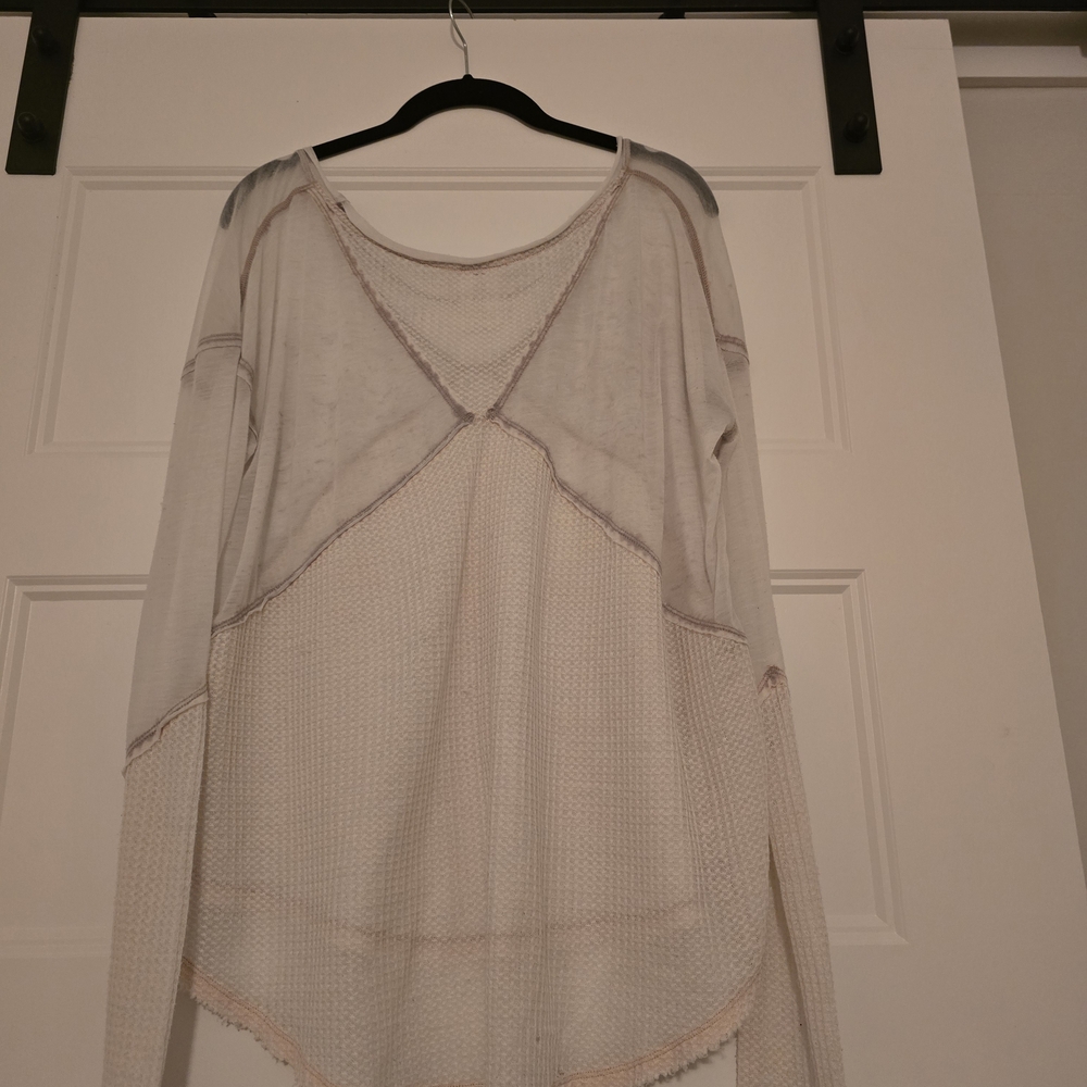 Free People Cream Long Sleeve Tee